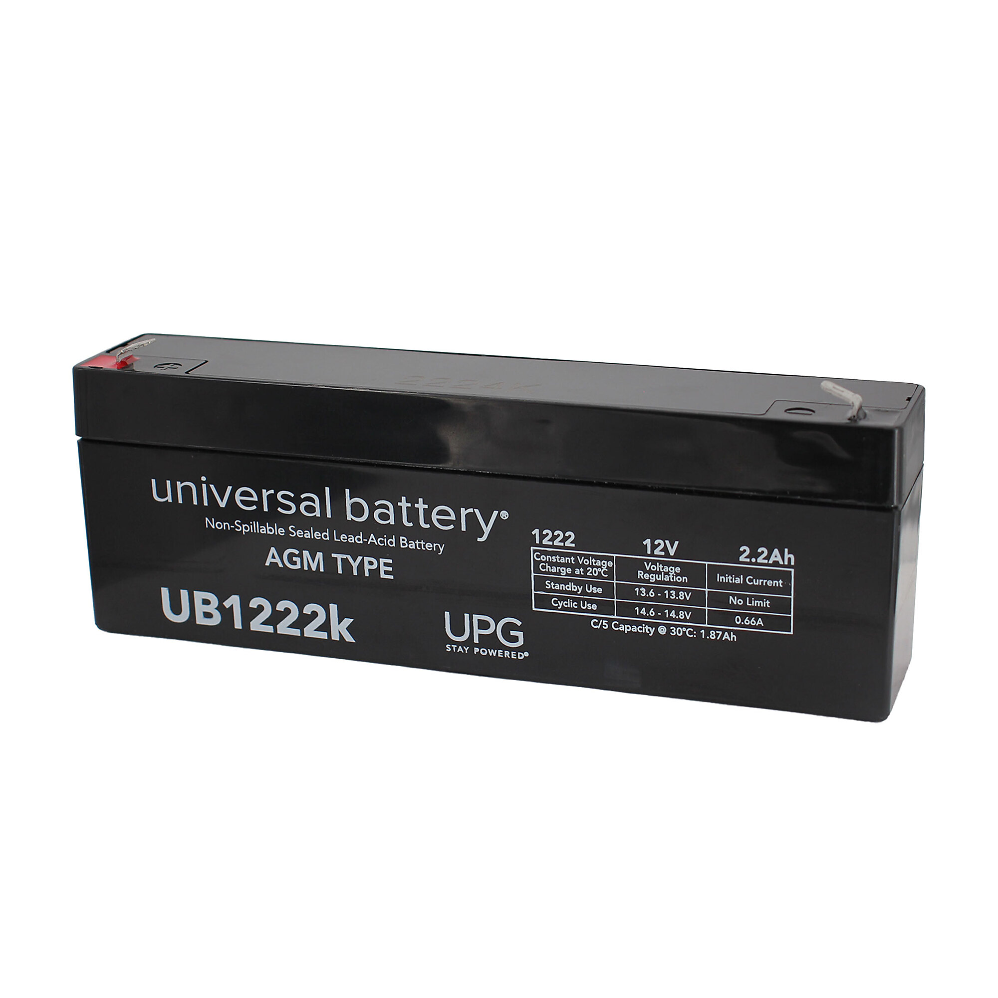 UPG Sealed Lead-Acid Battery, 12V, 2.2 Amps, Model# UB1222